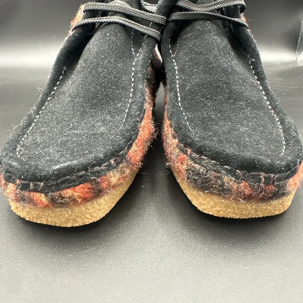 Clarks Wallabee Shacre NATIVE Black Orange Combi Wool Mens Ankle Boot‎ Size 9